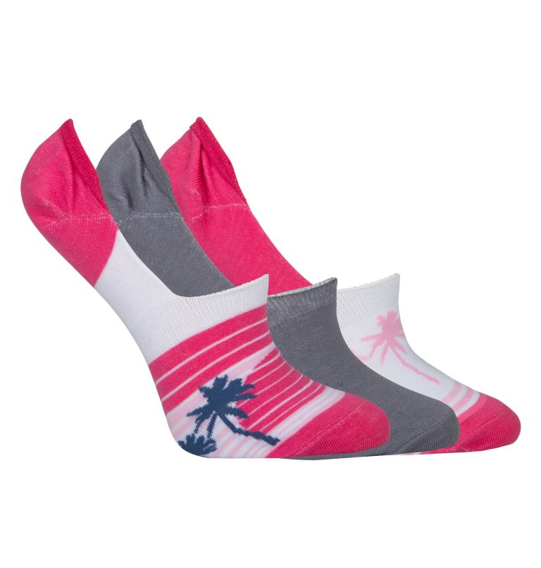 Women's 3-Pair PFG Palm Stripe Liners | 694 | O/S, Color: Ultra Pink Multi, image 1